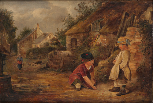 ESCUELA INGLESA S. XIX, "A Village of Sussex", Óleo sobre t