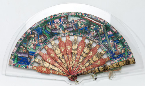 Abanico oriental mil caras S.XIX