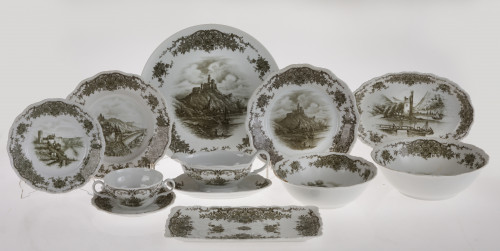 Vajilla de porcelana estampada, Alemania, S.XX