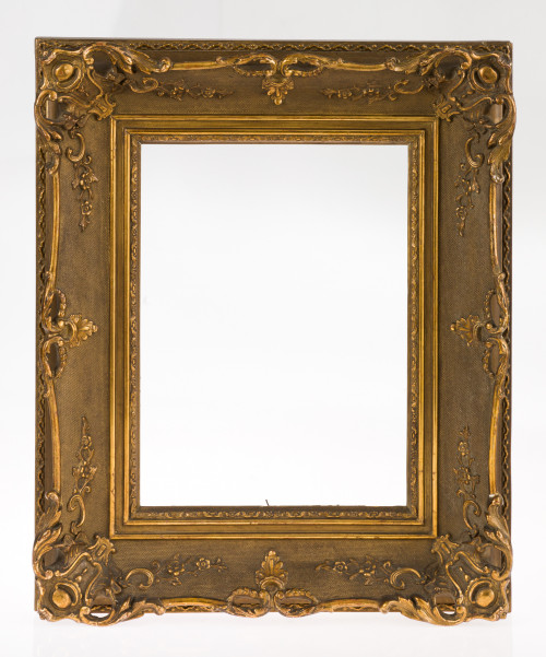 Marco de madera tallada y dorada de estilo Luis XV, segunda