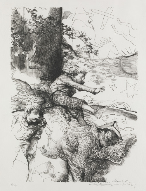 MANUEL ALCORLO BARRERA, "Sin título", 1985, Litografía