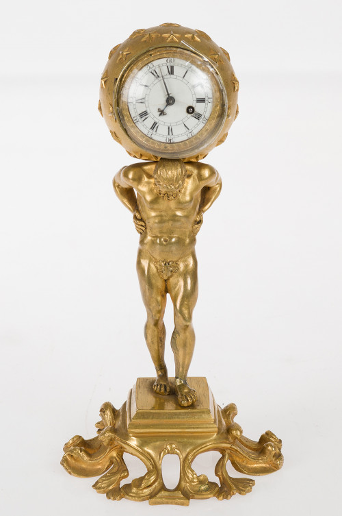 Reloj de mesa representando a Atlas, Francia, ffs.S.XIX