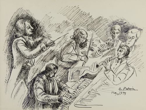 BENJAMÍN PALENCIA, "Concierto", 1975, Tintas sobre papel
