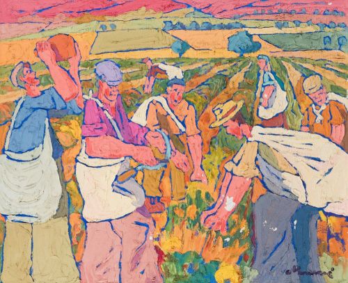 PERE MUNNÉ, "Les coupeurs de lavande (a la Provens)", Óleo