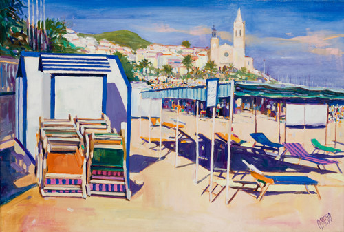 SALVADOR GONZÁLEZ OLMEDO S.XX, "Sitges", Óleo sobre lienzo