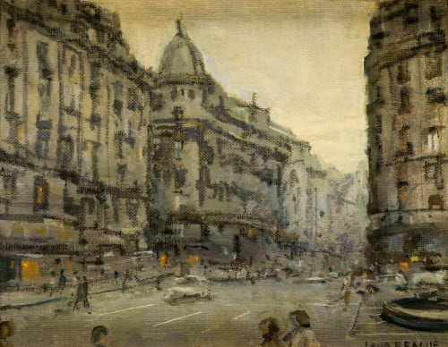 CARLOS LAHARRAGUE, "La red de san Luis" , Óleo sobre cartón