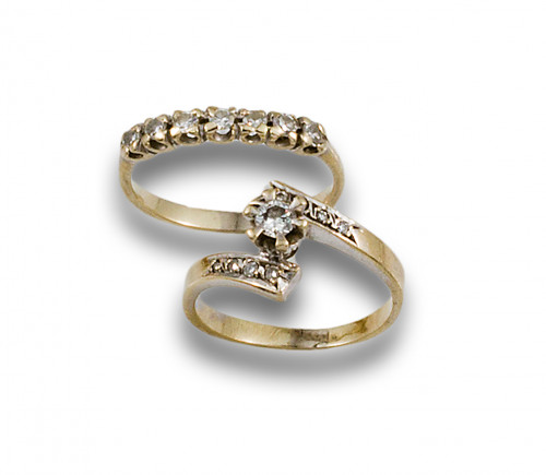 LOTE SEPTILLO Y SOLITARIO, ORO BLANCO Y DIAMANTES