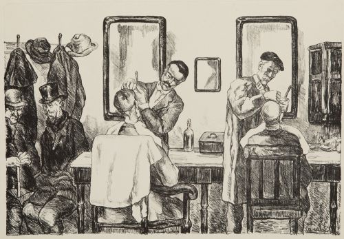 JOSÉ GUTIÉRREZ SOLANA, "La Barbería", Litografía sobre pape