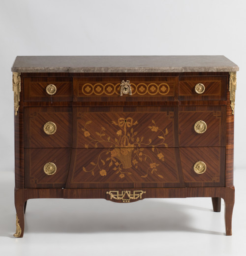 Cómoda francesa ffs. S.XIX en madera de palorosa y palosant