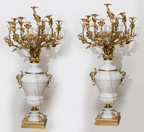 Pareja de copas  Mármol y bronce, S.XX