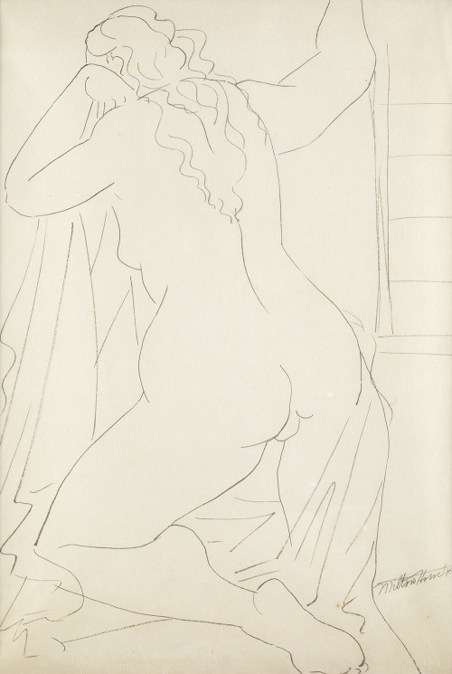 MILTON HORN, "Desnudo femenino", 1941, Grafito sobre papel