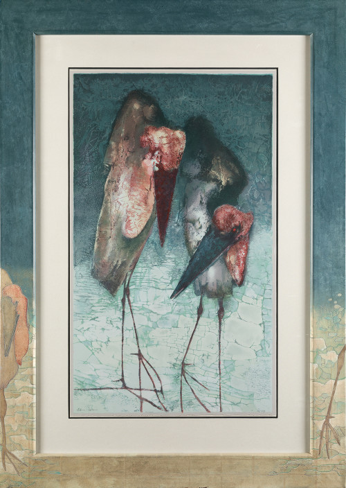 EDWIN SALOMON, "Two Storks", Litografía