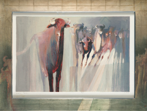 EDWIN SALOMON, "Buffalo Herd", Litografía sobre papel