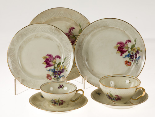 Juego de merienda de porcelana Santa Clara Vigo med. S. XX