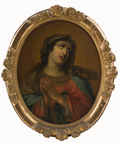 ESCUELA ITALIANA XVII-XVIII, "Virgen", Óleo sobre lienzo