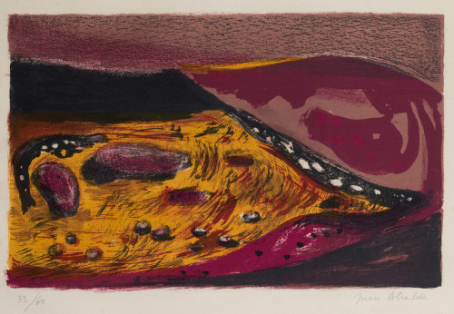 JUAN ALCALDE, "Paisaje", Litografía sobre papel