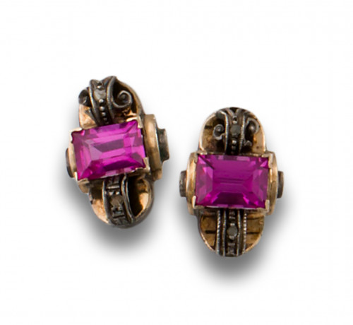 PENDIENTES RETRO ORO PLATA DIAMANTES VIDRIOS 96