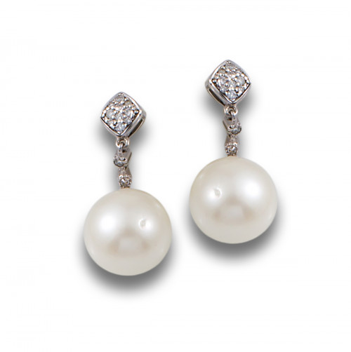 PENDIENTES COLGANTES BRILLANTES, PERLAS AUSTRALIAN