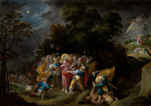 FRANS FRANCKEN III, "Prendimiento de Cristo", Óleo sobre li