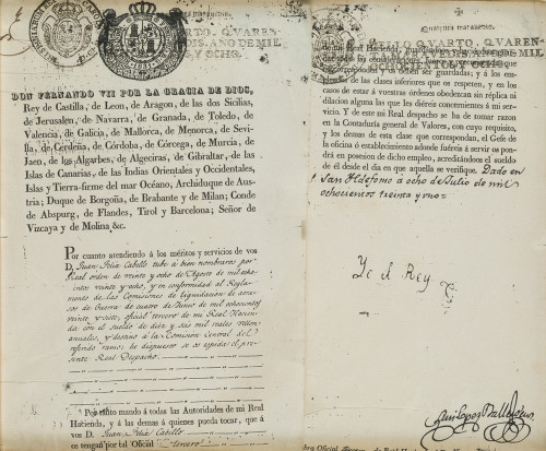 Cédula para D. Juan Féliz Cabello