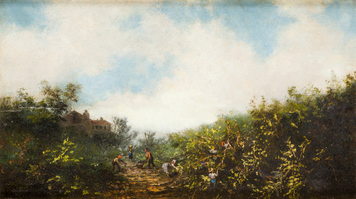 "Paisaje con recolectores en el campo",  1891