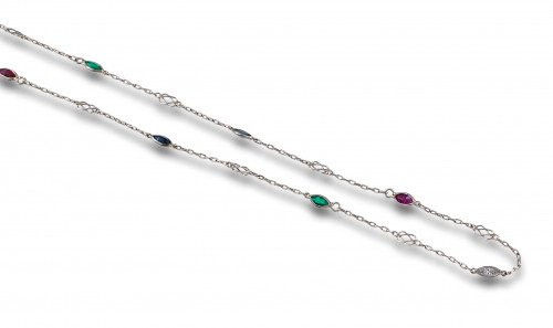 CADENITA PLATINO BRILLANTE, ZAFIRO, RUBI, ESMERALDA