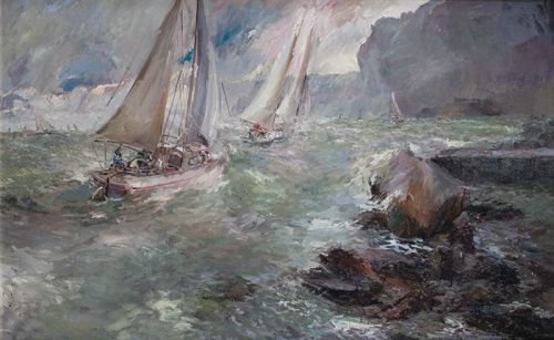 JOSÉ LUIS CHECA, "En busca de refugio", Óleo sobre lienzo