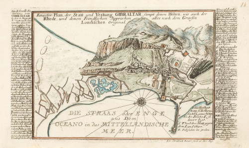 JOHANN  STRIDBECK, "Plano de Gibraltar" , 1707 , Grabado al