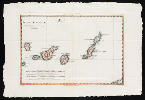 RIGOBERT  BONNE, "Mapa de las Canarias", Grabado al cobre 
