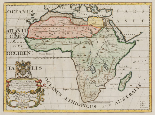 EDWARD  WELLS, "Mapa de África antigua" , Grabado al cobre
