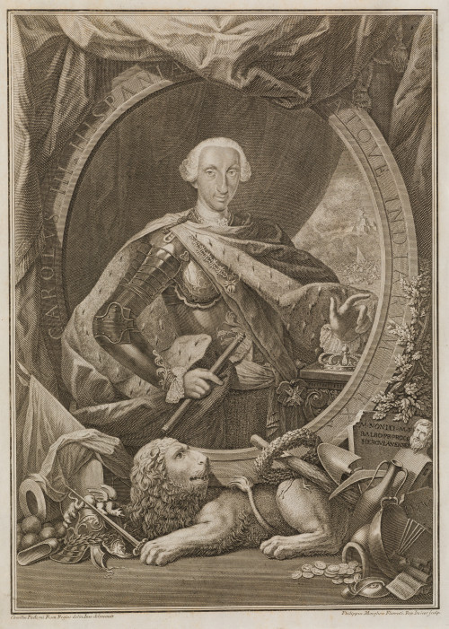 FILIPPO MORGHEN, "Retrato de Carlos III", c. 1760, Grabado 