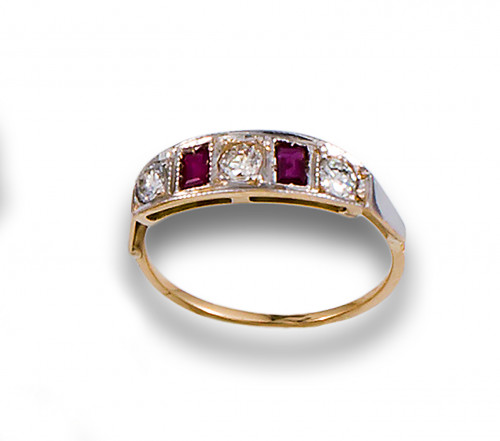 SORTIJA, AÑOS 20, DE DIAMANTES, ORO Y PLATINO