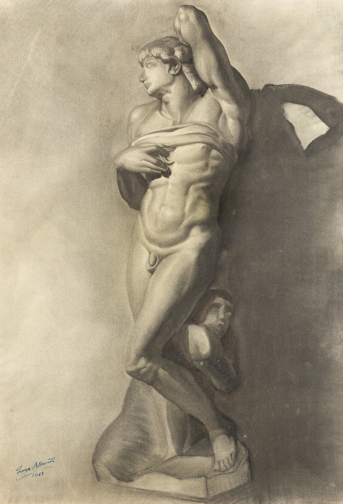 JORGE ALBAREDA S.XX, "Academia: Desnudo másculino", 1963, C