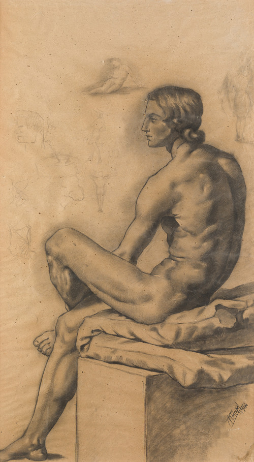 "Academia: modelo masculino sentado", 1944