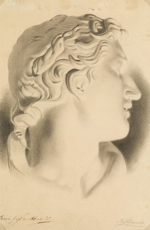 ESCUELA ESPAÑOLA S. XIX, "Estudio de busto clásico", 1872, 