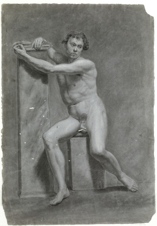ESCUELA ESPAÑOLA S. XIX, "Academia: modelo masculino desnud