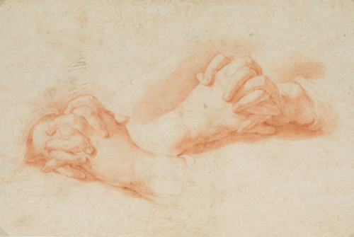 ESCUELA ESPAÑOLA S. XVIII, "Estudio de pares de manos", San