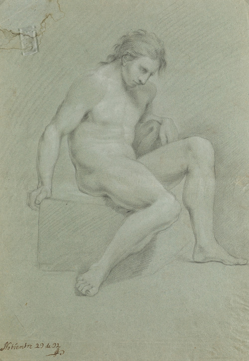  ESCUELA ESPAÑOLA S. XVIII/S. XIX, "Desnudo masculino", 179