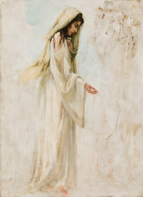 ESCUELA CATALANA S. XIX, "La Castidad", Óleo sobre lienzo