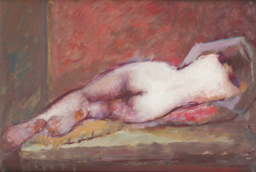 DEMETRIO SALGADO COSME, "Mujer desnuda sentada", Óleo sobre