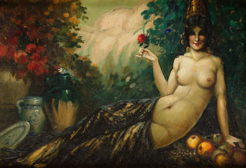 BARTOLOME-MONGRELL-MUNOZ-Valencia-1890-1938-Odalisca-valenciana-18-5-x-26-cm.