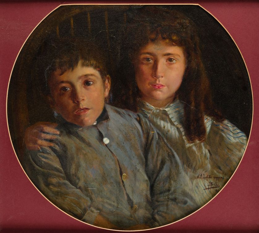 JUAN-BELDA-MORALES-Burjasot-Valencia-1872-Valencia-1944-Los-hijos-del-pintor-1917-45-x-50-cm.