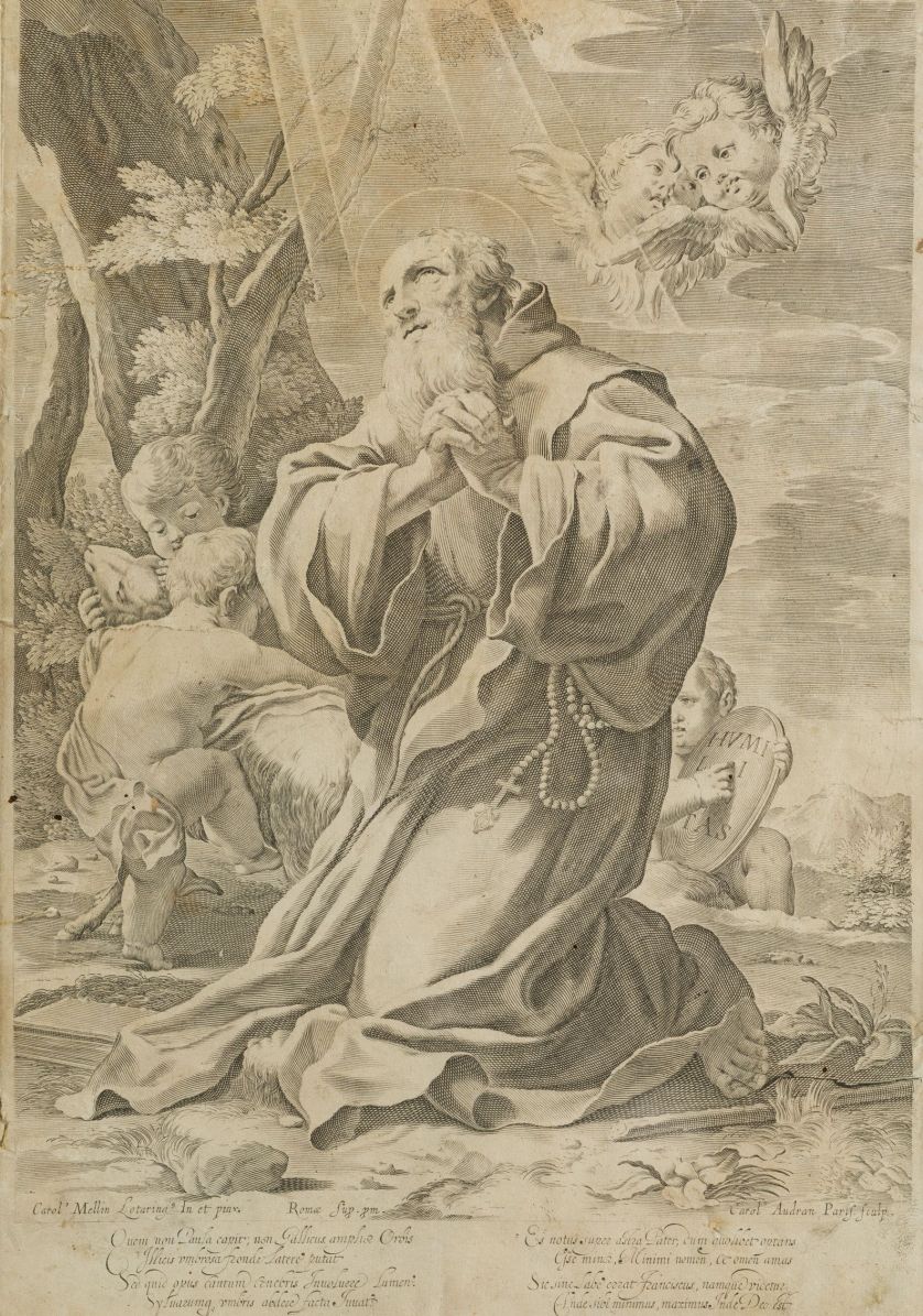 CHARLES-AUDRAN-Paris-1594-1674-San-Francisco-de-Paula-en-oracion-40-x-28-5-cm.