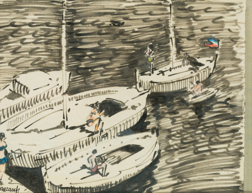 RAFAEL-DURANCAMPS-1891-1979-Barcas-en-el-puerto-24-x-32-cm