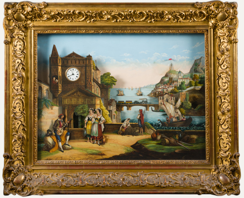 Cuadro-reloj-automata-Francia-c.1860