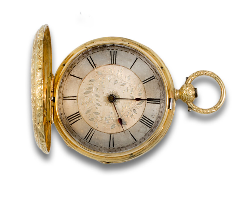 RELOJ-DE-BOLSILLO-SABONETA-DE-DAMA-DE-ORO-AMARILLO-MOVIMIENTO-CUERDA-LLAVE