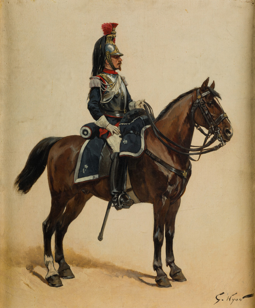 GEORGES-HYON-Francia-1855-Coracero-a-caballo-