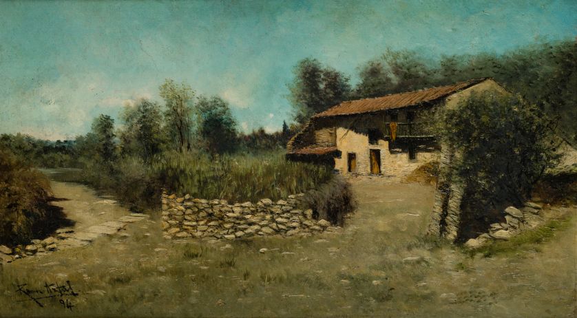 MANUEL-RAMOS-ARTAL-Madrid-1855-1915-Paisaje-con-casa-1894-41-x-70-5-cm-