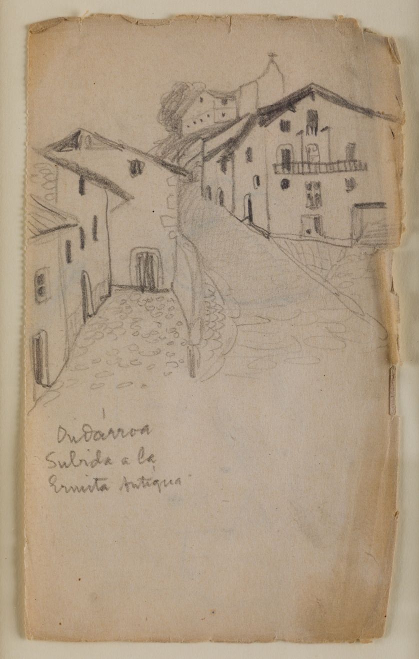 RAMON-DE-ZUBIAURRE-Garay-Vizcaya-1882-Madrid-1969-Ondarroa-subida-a-la-ermita-antigua-17-x-10-cm-