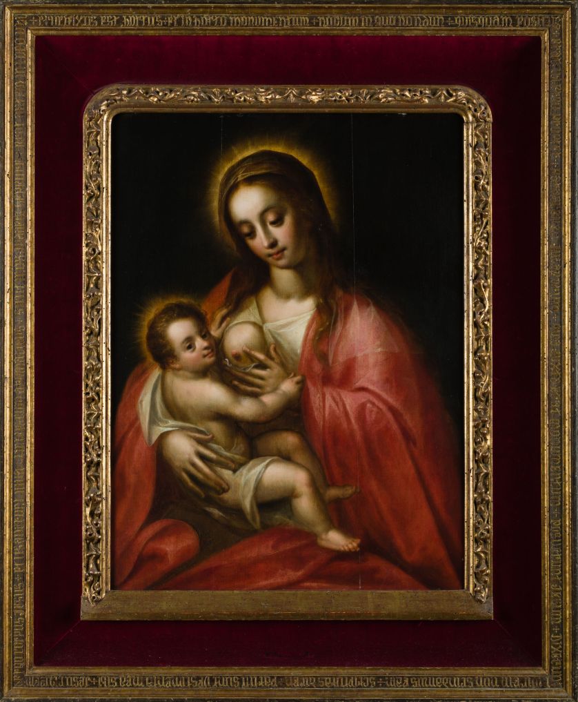 SEGUIDOR-DE-MARCELLUS-COFFERMANS-Amberes-S.-XVI-Virgen-de-la-Leche-69-x-53-cm.